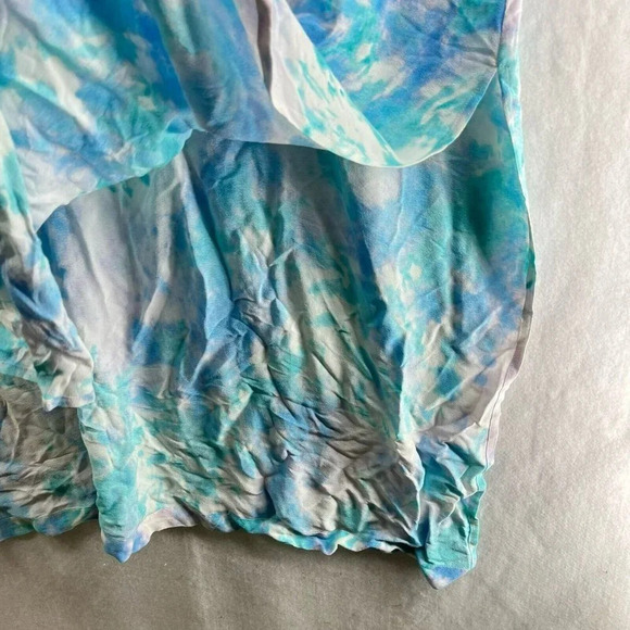 Style & Co Slip Dress Large Blue Citrus Dye Cool Spaghetti Strap V Neck Slit - Picture 5 of 12